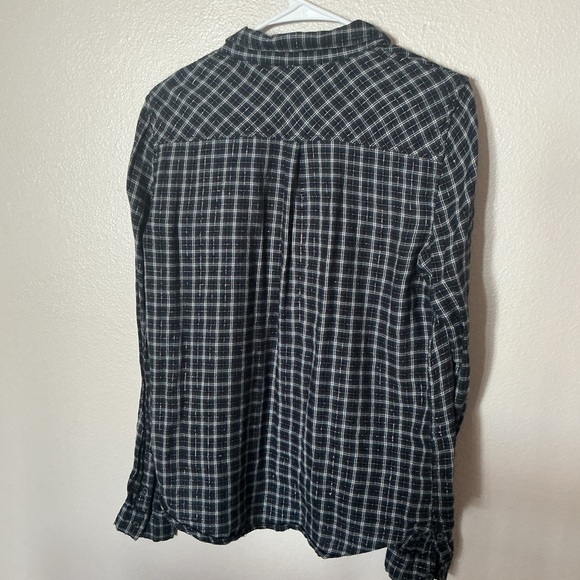 PAIGE Blue Metallic Button-up Shirt Women’s Medium - Picture 5 of 6